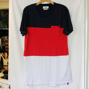 Mens Navy Blue Red White Pocket Jersey Tails VGUC